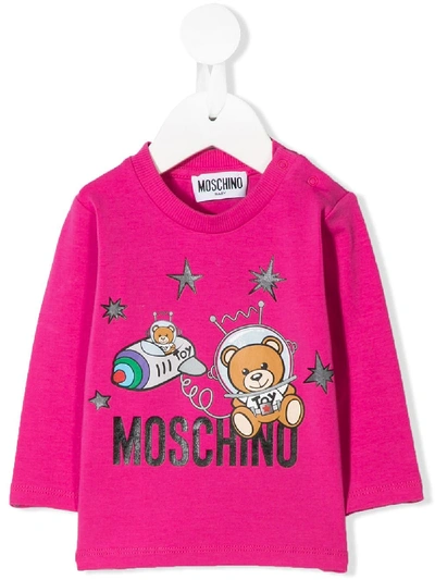 Moschino Babies' Astronaut Teddy Top In Pink