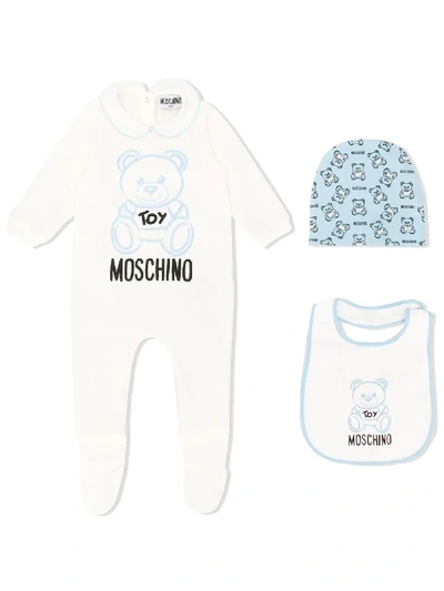 Moschino Babies' Teddy Logo Pyjamas Set In White