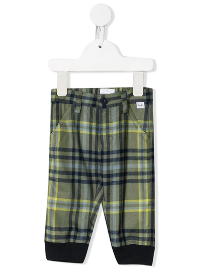 Il Gufo Babies' Check Print Trousers In Green