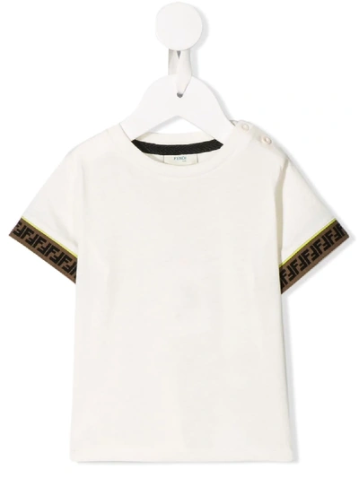 Fendi Babies' Ff Pattern Trims T-shirt In White