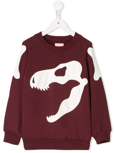 Wauw Capow By Bangbang Kids' Relaxed-fit Dinosaur Jumper In Red