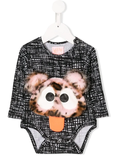 Wauw Capow By Bangbang Babies' Bobby Furry Bodysuit In Black