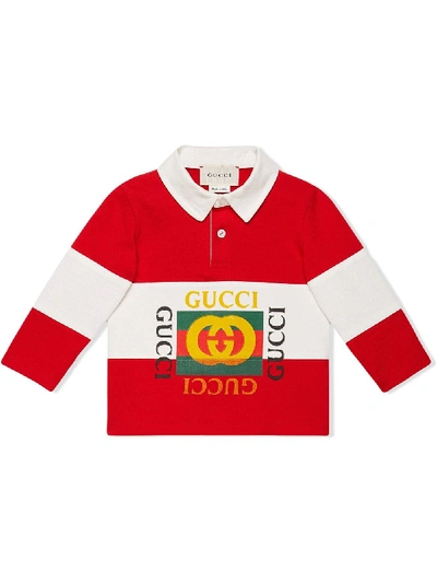 Gucci Babies' Logo Polo Shirt In Red