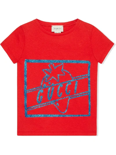 Gucci Kids'  Strawberry T-shirt In Red