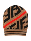 Fendi Kids' Colour Block Beanie In Neutrals