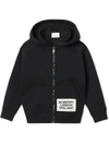 BURBERRY LOGO PATCH ZIP-UP HOODIE