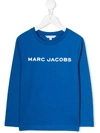 Little Marc Jacobs Kids' Logo Print Longsleeved T-shirt In Blue