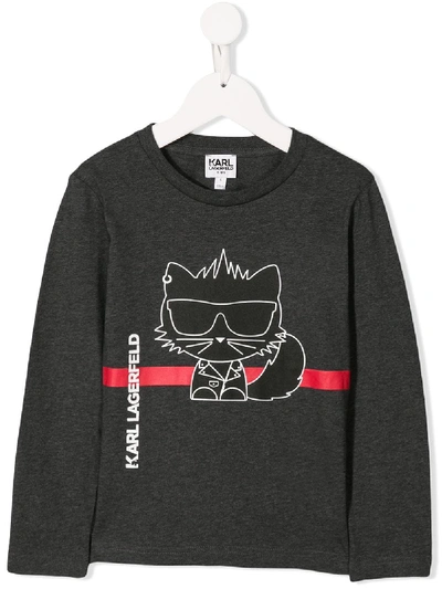 Karl Lagerfeld Kids' Choupette Print Sweatshirt In Grey