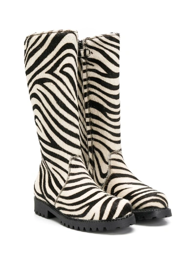 Gallucci Kids' Zebra Print Boots In White