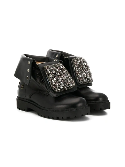 Florens Kids' Crystal Embellished Boots In Black