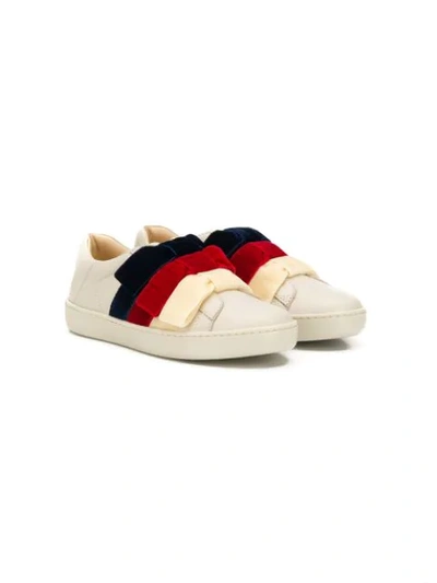 Gucci Kids' Bow Sneakers In Neutrals