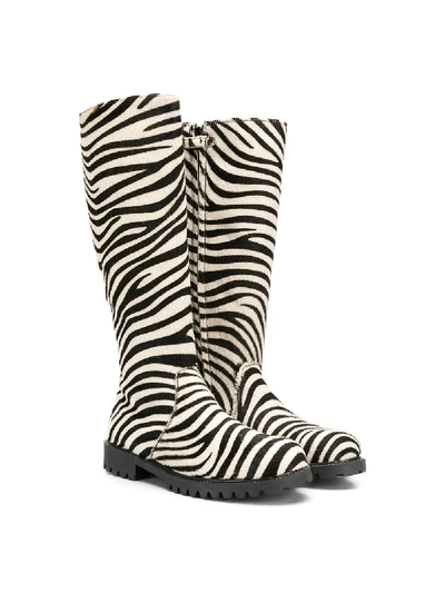 Gallucci Kids' Zebra Print Boots In White