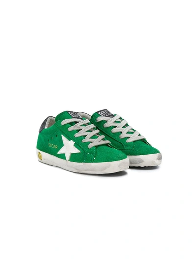 Golden Goose Kids' Distressed Low Top Trainers In Green