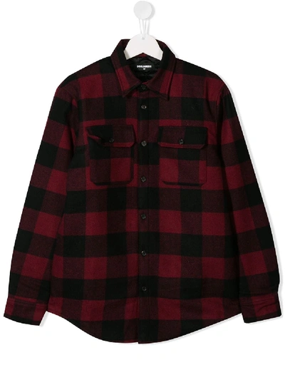 Dsquared2 Teen Check Print Shirt In Red