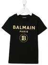 Balmain Kids' Printed Logo T-shirt In Black