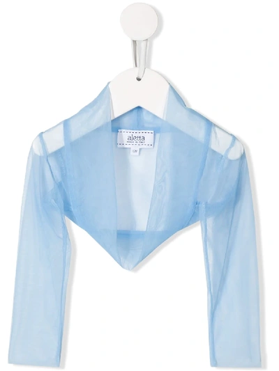 Aletta Babies' Sheer Bolero Jacket In Blue