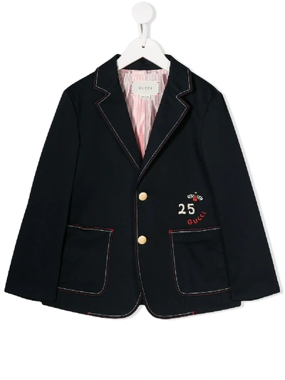 Gucci Kids' Logo Embroidered Blazer In Blue