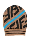 Fendi Teen Ff Pattern Knitted Beanie In Neutrals