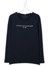 Tommy Hilfiger Junior Teen Essential Logo T-shirt In Blue