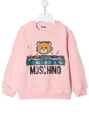 Moschino Kids' Bear Print Sweater In Pink