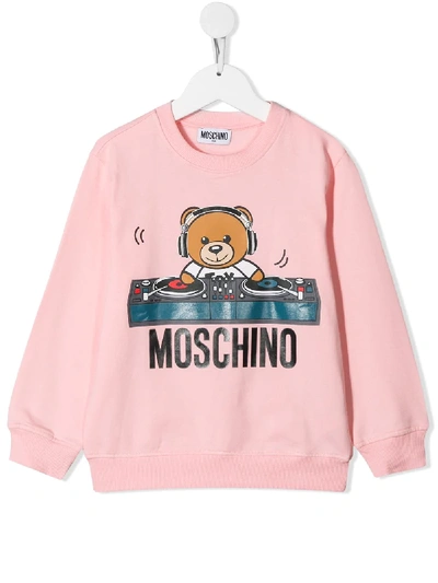 Moschino Kids' Bear Print Jumper In Pink