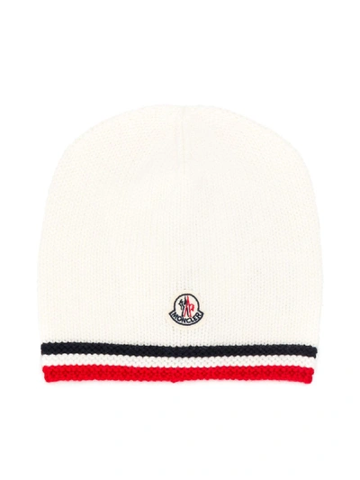 Moncler Babies' Logo Patch Beanie In White