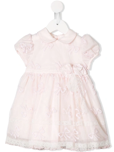 Aletta Babies' Bow Embroidered Dress In Pink