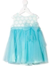Aletta Babies' Floral Patterned Tulle Dress In Blue