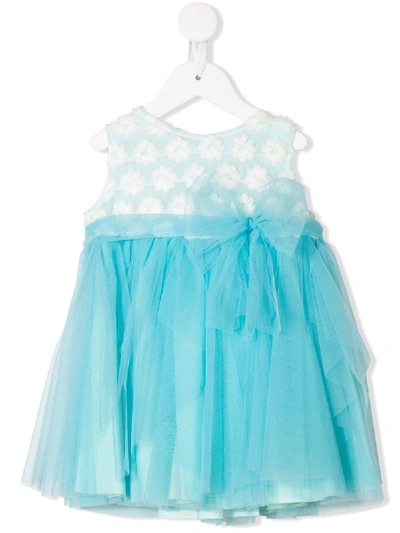 Aletta Babies' Floral Patterned Tulle Dress In Blue