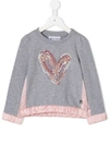 Simonetta Embellished Heart Sweatshirt In Grey
