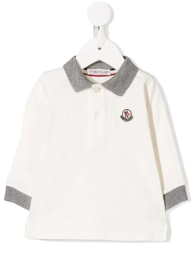 Moncler Babies' Logo Patch Polo Shirt In White