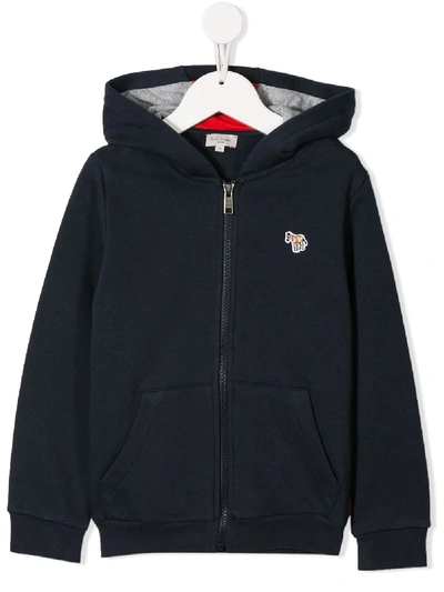 Paul Smith Junior Kids' Hooded Zip Up Jacket In Blue