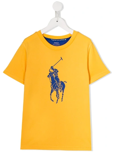 Ralph Lauren Kids' Logo Print T-shirt In Yellow