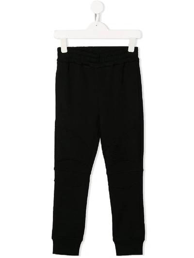 Balmain Kids' Ribbed Track Pants In Black