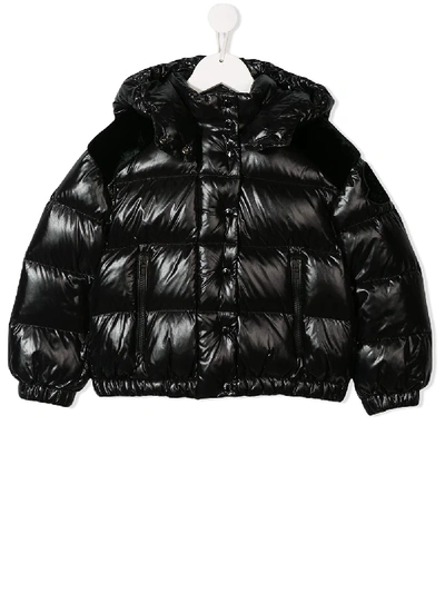 Moncler Kids' Faux Fur Trim Jacket In Black