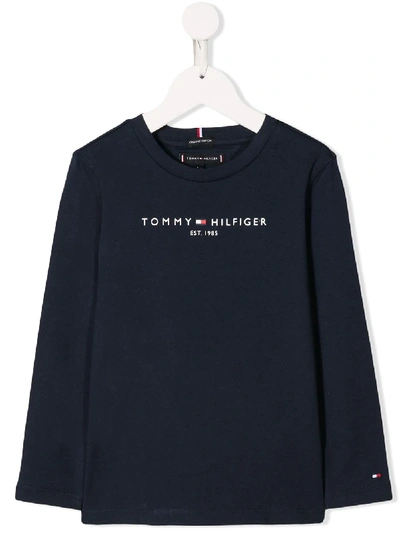 Tommy Hilfiger Junior Kids' Logo Print T-shirt In Blue