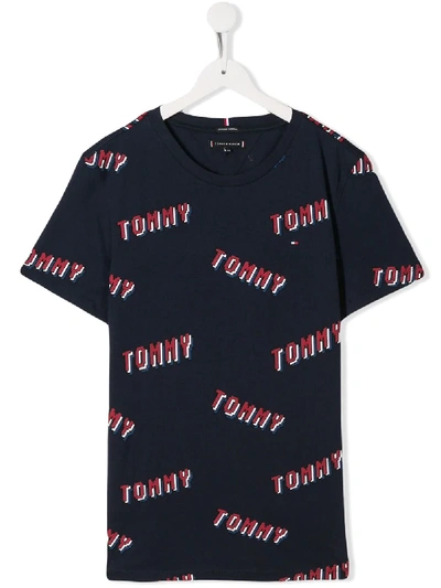 Tommy Hilfiger Junior Teen Tommy Print T-shirt In Blue