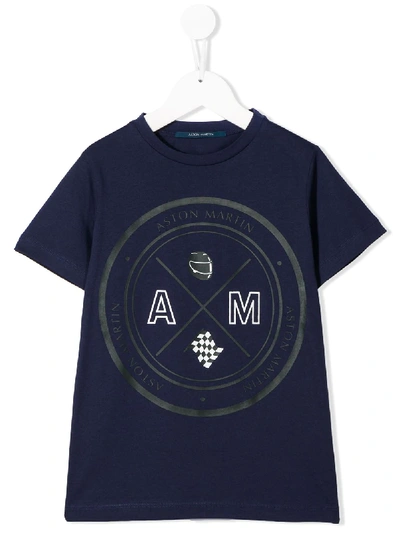 Aston Martin Kids' Logo Printed T-shirt In Blue