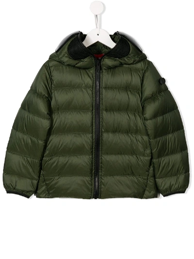 Ai Riders On The Storm Kids' Hooded Puffer Jacket In Green