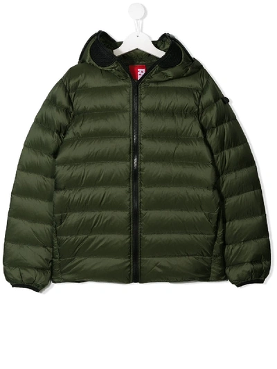 Ai Riders On The Storm Teen Hooded Puffer Jacket In Green