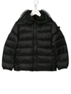 Ai Riders On The Storm Kids' Hooded Puffer Jacket In Black