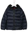 Ai Riders On The Storm Kids' Hooded Puffer Jacket In Blue