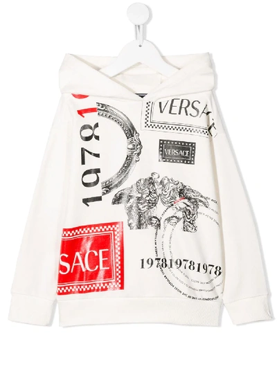 Young Versace Kids' Kapuzenpullover Mit Print In White