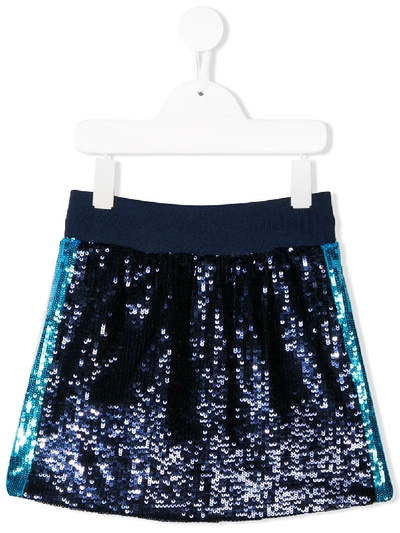 Alberta Ferretti Kids' 亮片刺绣半身裙 In Blue