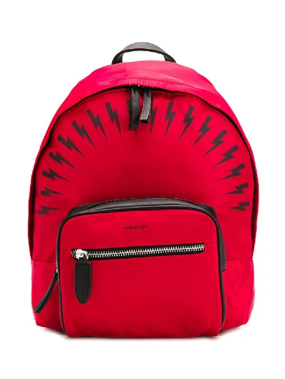 Neil Barrett Kids' Lightning Detail Backpack In Red