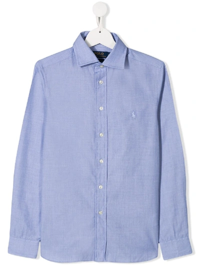 Polo Ralph Lauren Kids' Embroidered Logo Shirt In Blu