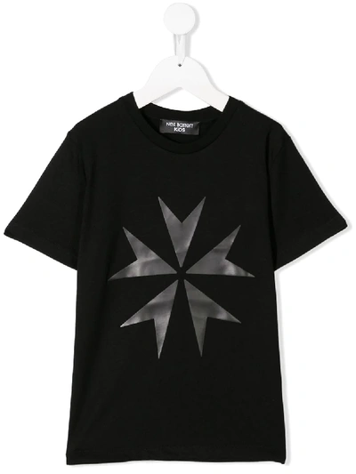 Neil Barrett Kids' Printed Military Star T-shirt In Black