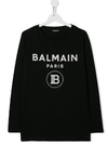 Balmain Teen Logo Printed Sweatshirt In Black