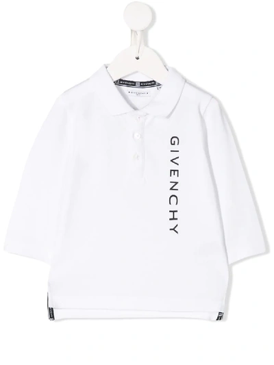 Givenchy Babies' Logo Print Piqué Polo Shirt In White