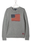Ralph Lauren Kids' American Flag Knitted Sweatshirt In Grey